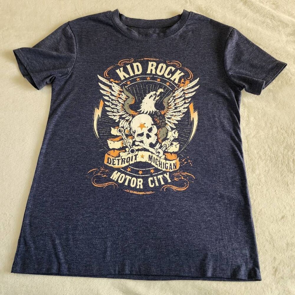 Kid Rock Heathered Blue Graphic Tshirt Oversized Small